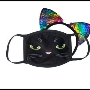Cat mask with sparkle ear headband
